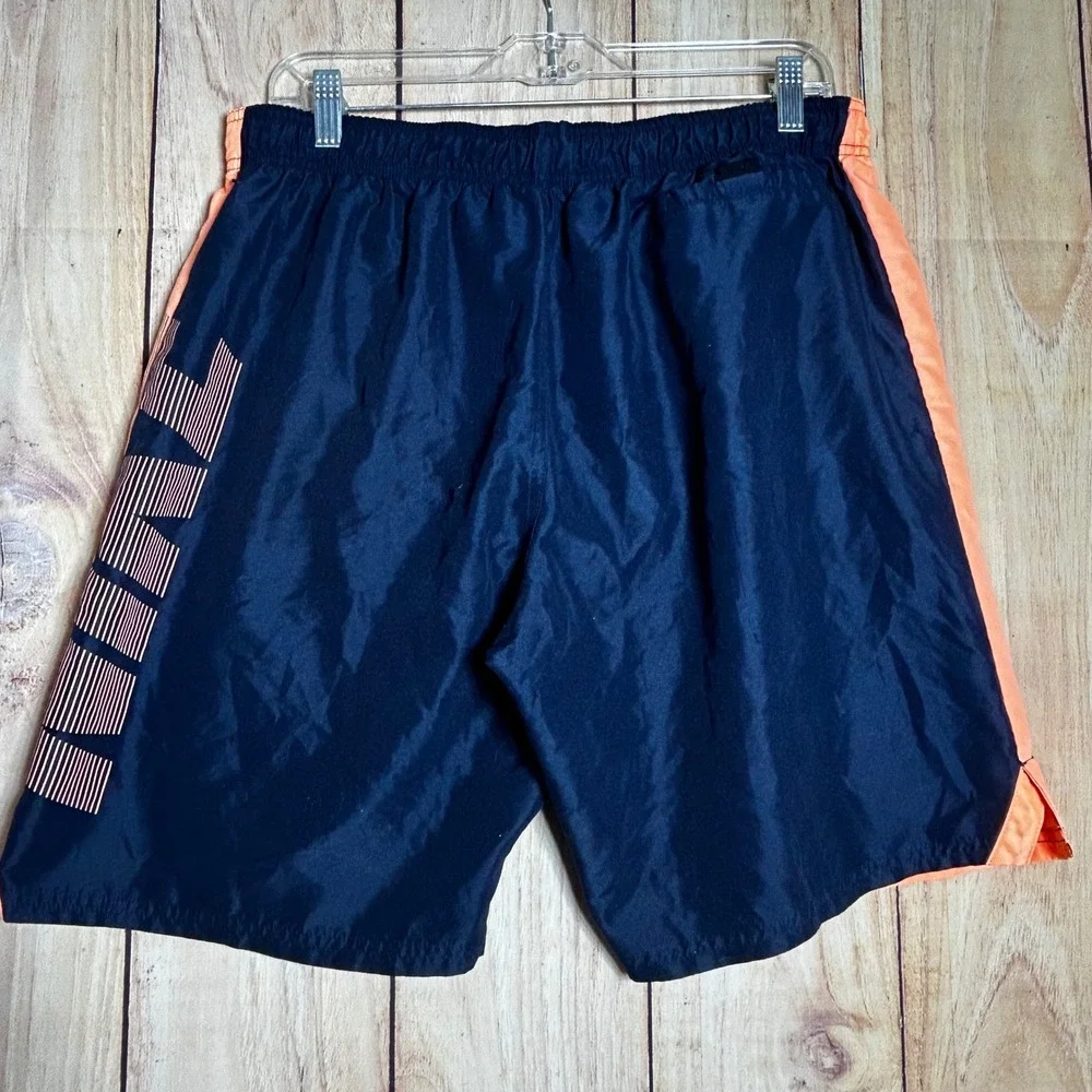 Nike Swim Trunks Mens Large Orange Navy Blue Graphic Board Shorts Sporty‎ Summer